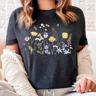 Wildflower Watercolor Flower Comfort Tee Shirt Nature Art Gift Soft Top