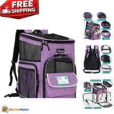 Airline Approved Purple Pet Backpack Carrier for Small to Large Cats Dogs