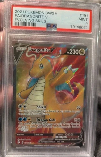2021 Pokemon English Dragonite V Evolving Skies 191/203 PSA 9