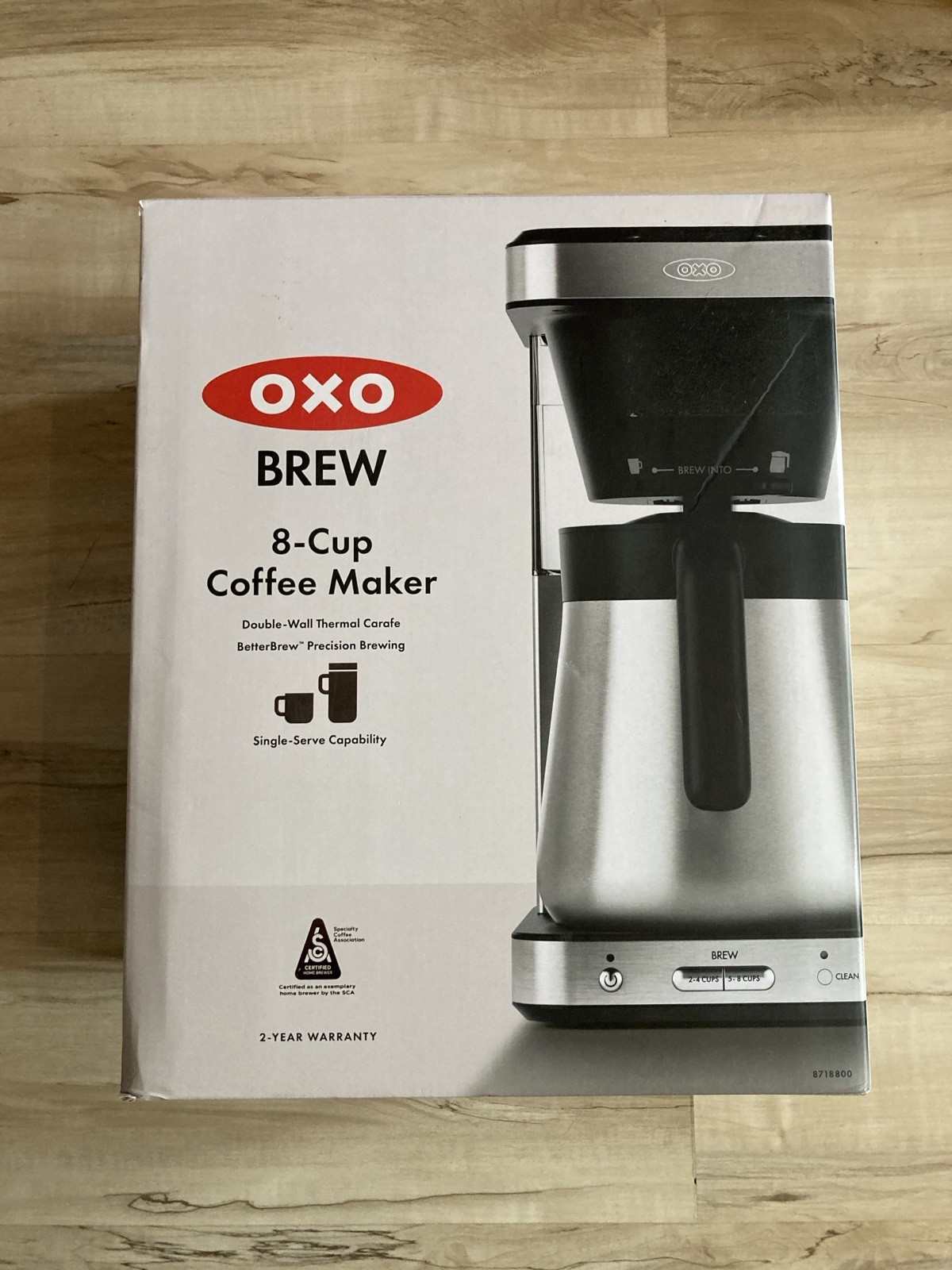8 Cup Silver Double Wall Carafe W/ Single Serve New Sealed