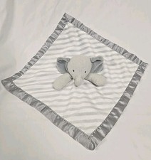 Cloud Island Gray Elephant Striped 2021 Satin Security Blanket Target Lovey 14"