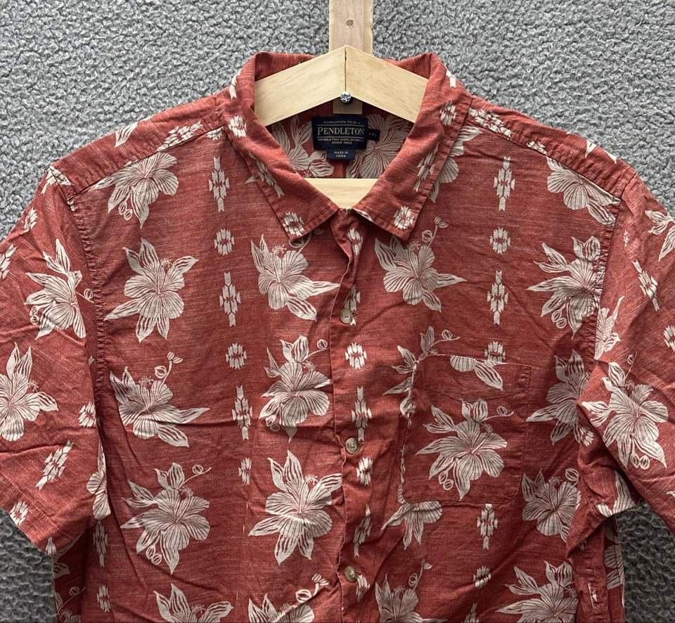 Pendleton Shirt Mens 2XL Red Button Up Hibiscus Southwestern Short Sleeve Y2K - Image 3 of 4