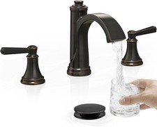 Waterfall Bathroom Faucet 3 Hole, 4-16 Inch Oil Rubbed Bronze Bathroom Faucet,
