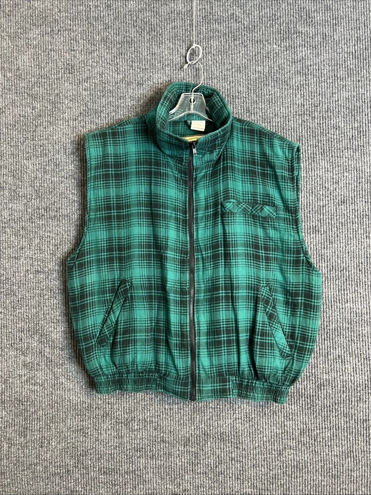 Vintage Northwest Territory Mens Vest Sz Large Green Plaid Country Cabin Outdoor