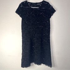 Club Monaco Little Black Sheer Lace Short Sleeve Mini Dress Size 00 Dressy