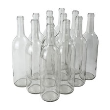 Fastrack - 750 Ml Clear Glass Bottles Wine Bottles Pack Of 12 No Corks Included