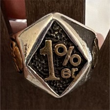 Mens Biker Skull Signet Ring Silver Gold Blac...