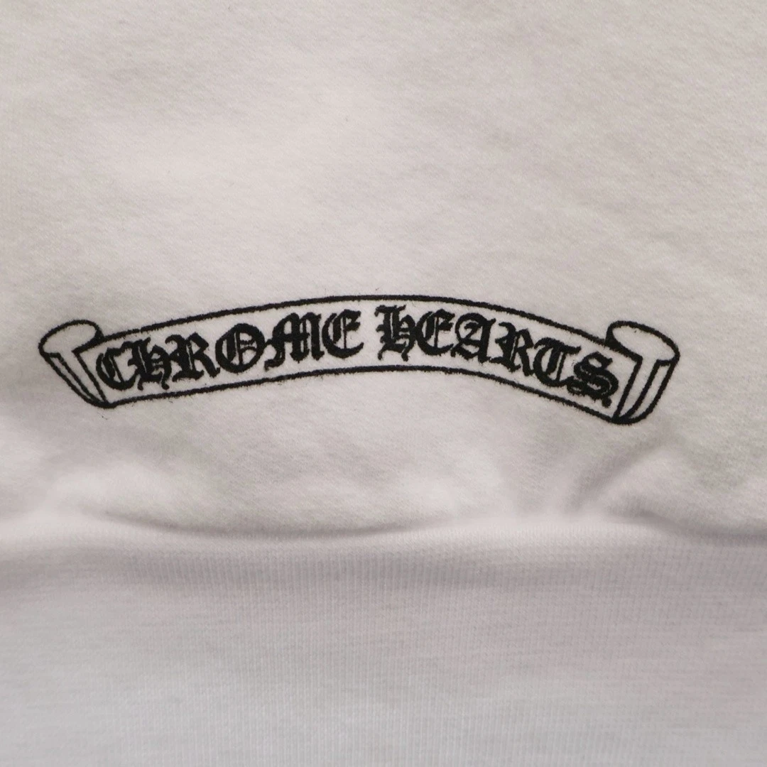 Felpa con cappuccio pullover CHROME HEARTS SWTSHRT PLVR manica stampa logo bianca usata d51d90df