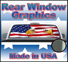 Eagle Head See Thru Rear Window Perforated Graphic Truck 22 X 65 America Flag