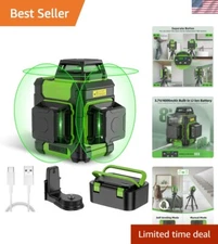 High-Precision Green Laser Level - 360° Coverage, Rechargeable 4000mAh Battery