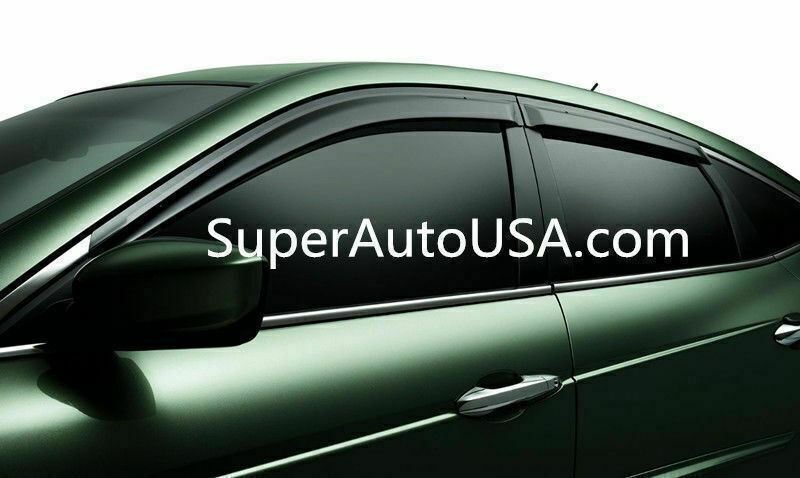 Fit 2014-2017 Infiniti Q50 Clip-On Chrome Trim Vent Window Visors Rain Sun Wind Guards Shade Deflectors