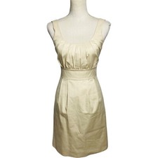 J Crew Suiting Women Size 0 Cream Ivory Sleeveless #36740  Cotton Shift Dress