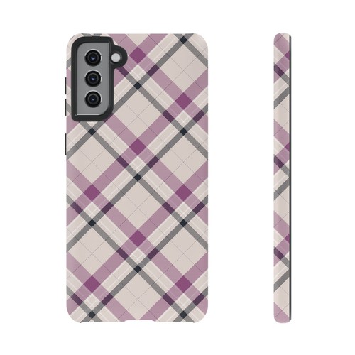 Plum Tartan Plaid Phone Case - Neutral Beige & Purple Checkered Pattern, Modern - Picture 171 of 184