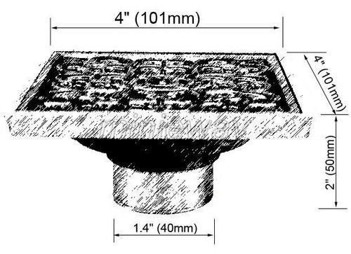 Antique Brass Carved Floor Drain Square Bathroom Wet room Shower Drain mhr024 - Picture 2 of 4