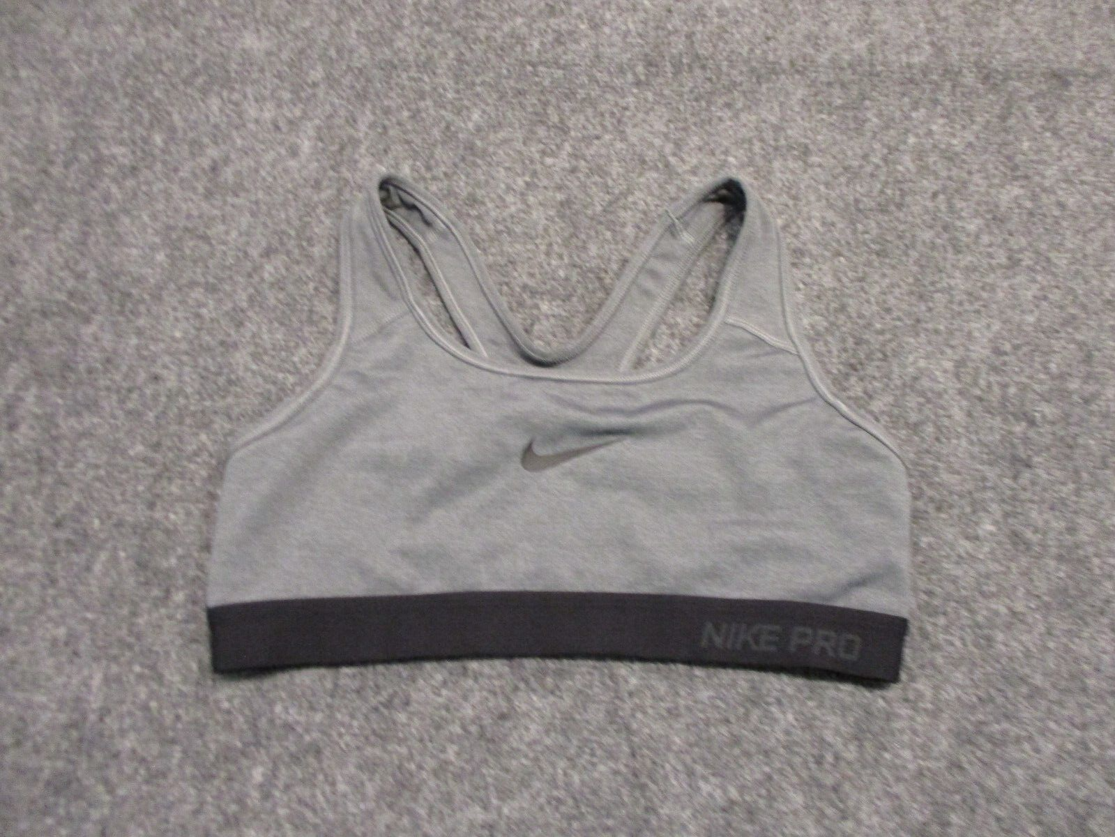 Nike Sports Bra Women's Small Gray Polyester Swoosh Athletic Dri-Fit  A13-image