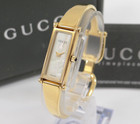 GUCCI Quartz Ladies Bangle Watch 1500L Rectangle Shell Dial Battery Replaced
