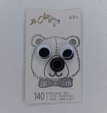 Vintage Le Chic Eyes & Nose Button Set For Plush Crafts