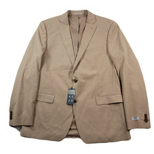Alfani Slim-Fit Suit Jacket Men 44L 44 Caramel Tan Solid Stretch Blazer 360 NEW