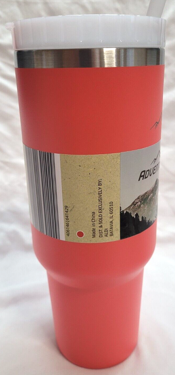 Aldi Adventuridge Tumbler Handle Lid Straw 40oz Coral/Red BPA Free