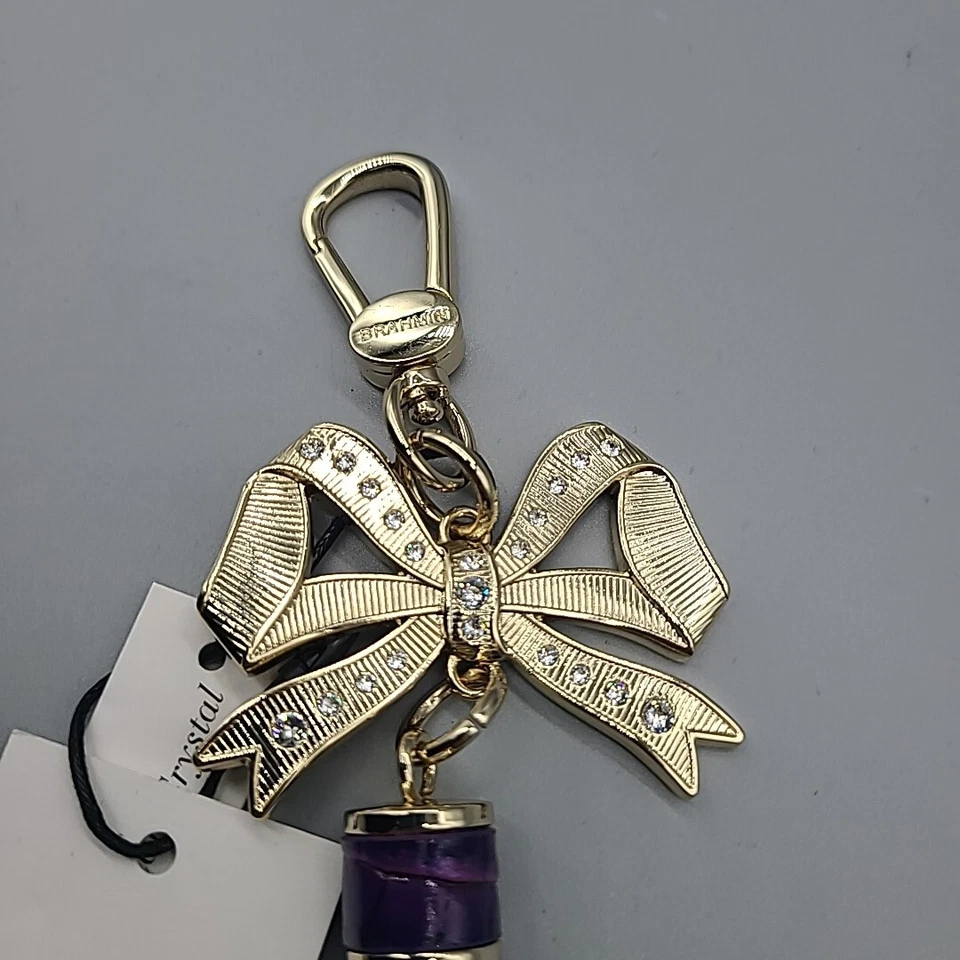 LLAVERO BRAHMIN Arco Dije Borla Púrpura Real Metal Amarillo $125 Nuevo Foto 2 de 4