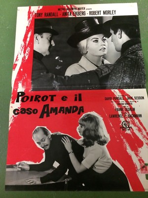 Italy movie poster POIROT E IL CASO AMANDA # 2 red Anita Ekberg Tony Randall 