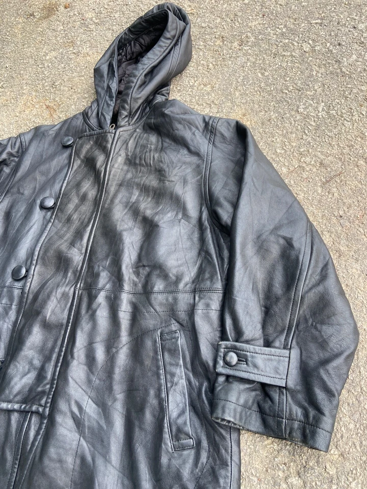 Yohji Yamamoto Workshop Leather Hooded Jacket - Image 3 of 4