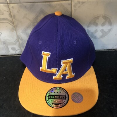 LA Headlines Snaback Los Angeles  Hat Cap Purple Yellow