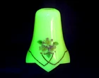 Antique Uranium Glass Light Lamp Shade, Blackberry Flowers, 5½" / 14cm.