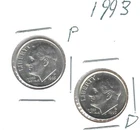 1993-P + D Uncirculated Roosevelt Dimes Both Business Types!