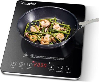 AMZCHEF Induktionskochfeld Induktionskochplatte Kochplatte 2.000W schwarz