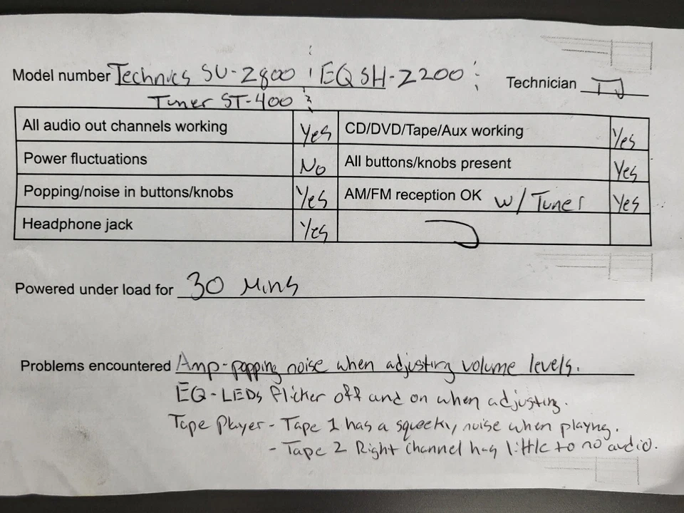 Cubierta de cinta vintage Technics RS-D600W, amplificador SU-Z800, sintonizador ST-Z400, SH-Z200 (probado) Foto 2 de 4