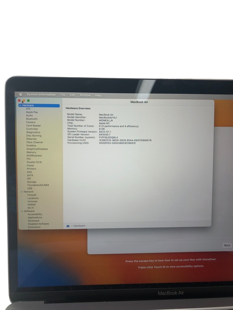 APPLE MACBOOK AIR A2337 M1 2020 13 APPLE MACBOOK AIR A2337 M1 2020 13