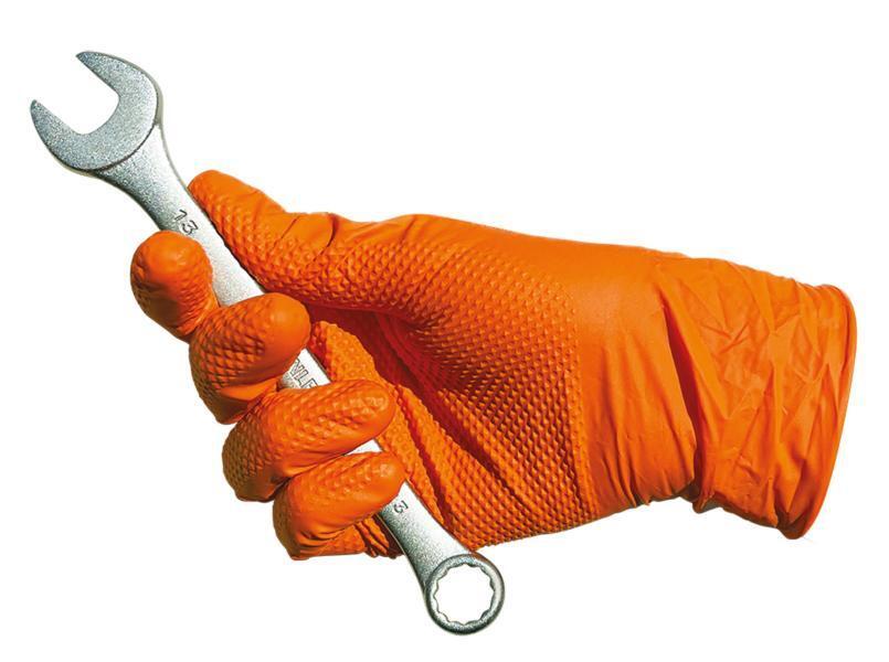Box 50 guanti Diamond Grip nitrile arancione taglia XL