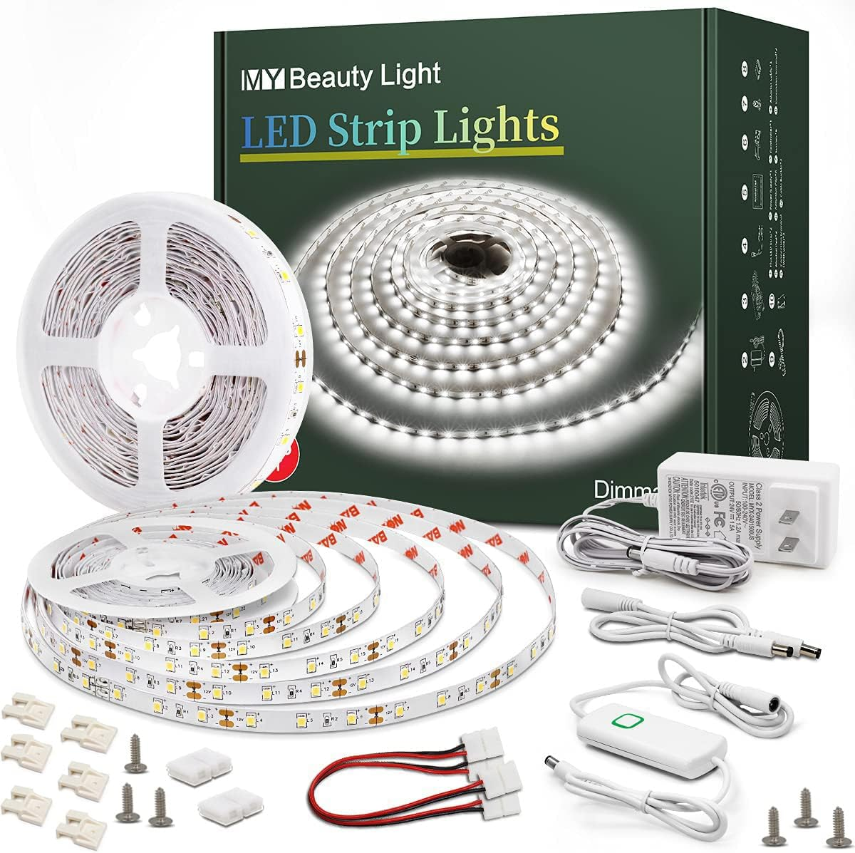 Led Strip Lights 65.6Ft White Dimmable Led Light Strip Flexible Rope Lights Kits-image