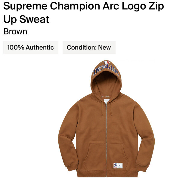 Supreme Champion Arc Logo Zip Up Sweat