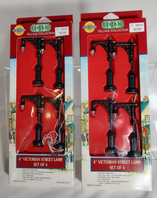 4'' LEMAX Christmas Village Victorian Street Lamp Set of 4 - LOT of 2 - Retired