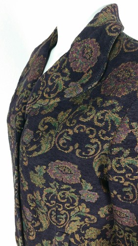 Isabella Bird Womens Jacket Size 6 Black Floral Button Front Long Sleeve Pockets - Picture 6 of 8