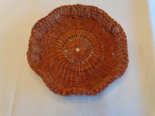 DARK WICKER RATTAN BASKET SERVING TRAY