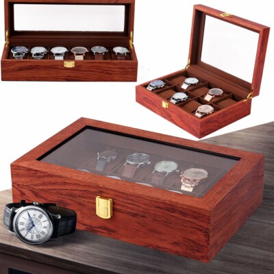 6/10/12 Ranura Relojes de madera Caja Organizador de escaparate