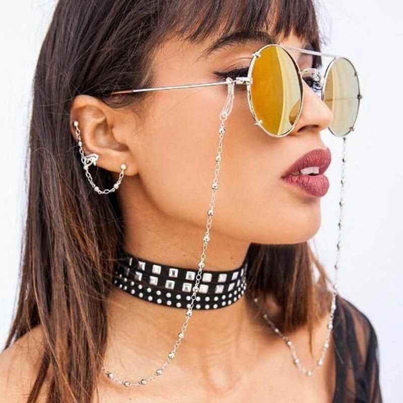 1pc Metal Bead Sunglasses Chain Cord Holder Necklace Strap Women