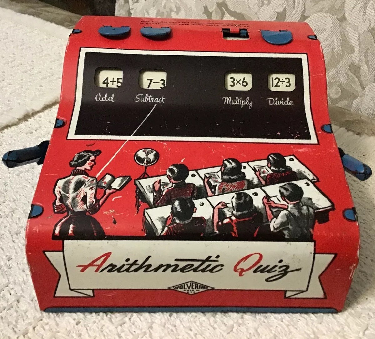 Arithmetic Quiz VINTAGE 1950s Tin Toy by WOLVERINE.- Tested, WORKS