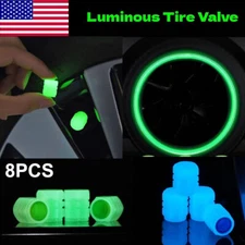 8Pcs Car Tire Caps Glow in The Dark Tire Valve Caps Glowing Tire Valve Stem Caps