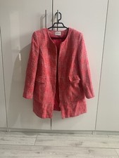 Soon Fucsia Pink Tweed Boucle Zipped Frock Style Coat Size 18 Shoulder Pads