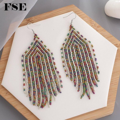 Pendientes colgantes de cuentas largas multicolor para mujer 2508 - Imagen 10 de 17