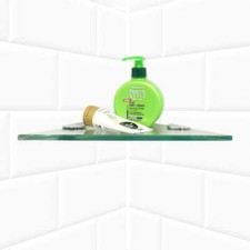 Triangle Glass Shower Shelf With Round Clamps