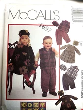 Dress Vest Pull On Pants Hat 1 2 3 McCalls 9603 Sewing Pattern CUT Fleece Denim