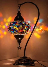 Turkish Moroccan Mosaic Bohemian Colorful Table Bedside Lamp Light Lampshade