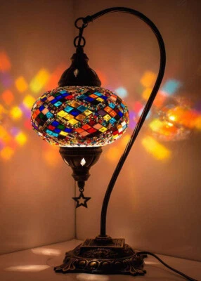 Turkish Moroccan Mosaic Bohemian Colorful Table Bedside Lamp Light Lampshade
