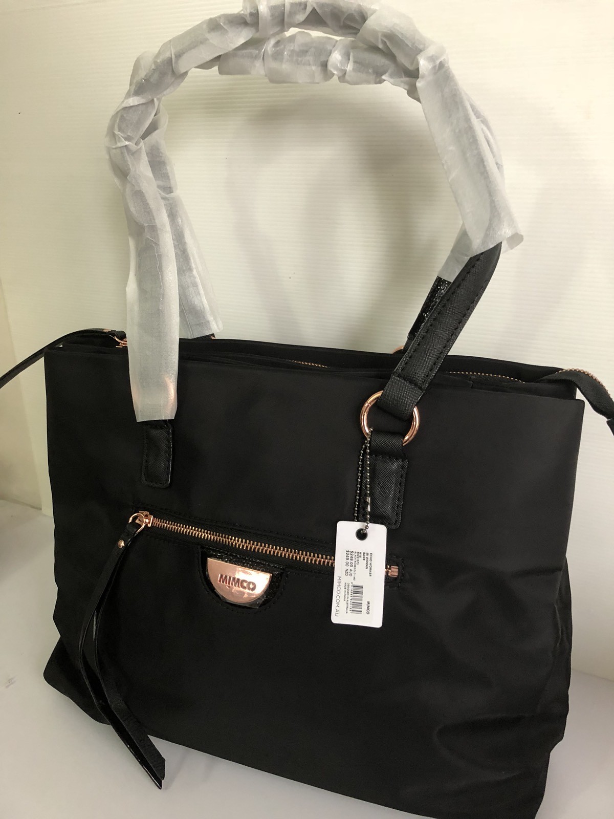 Mimco Splendiosa Tote Hand Bag Large Black Rose Gold For Sale Online Ebay