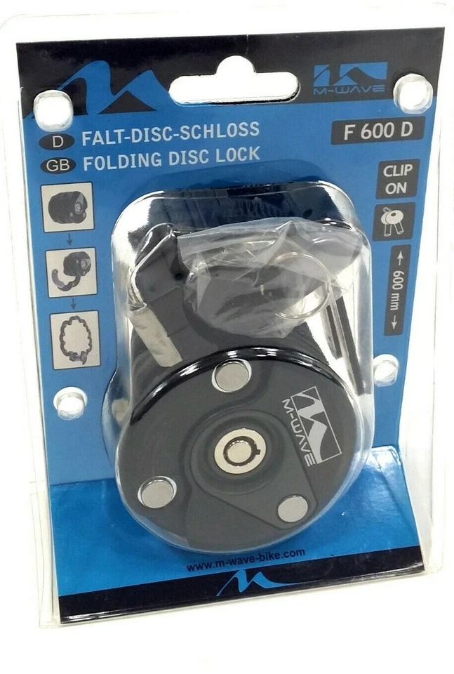 M-Wave F600D Disc Type Folding Bicycle Lock Heavy Duty Space Saving - Image 2 of 4